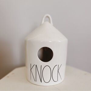 Knock Rae Dunn Ceramic Bird House With Bird Design